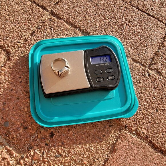 Heavy solid 925 sterling silver vintage engraved monogram ring - Picture 10 of 16